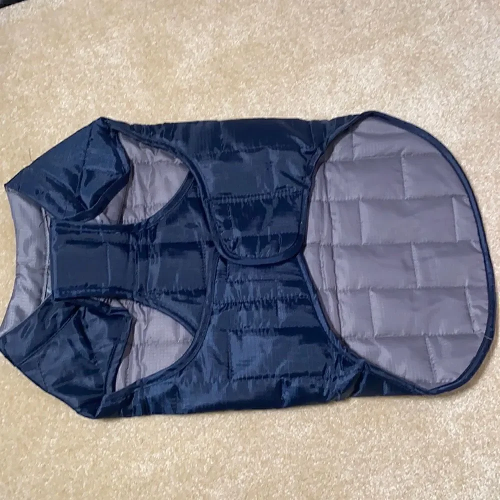 Dog Coat Water Resistant Navy and Gray NWT